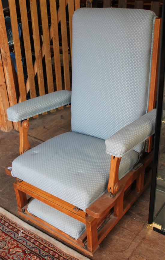 Wood & metal reclining chair